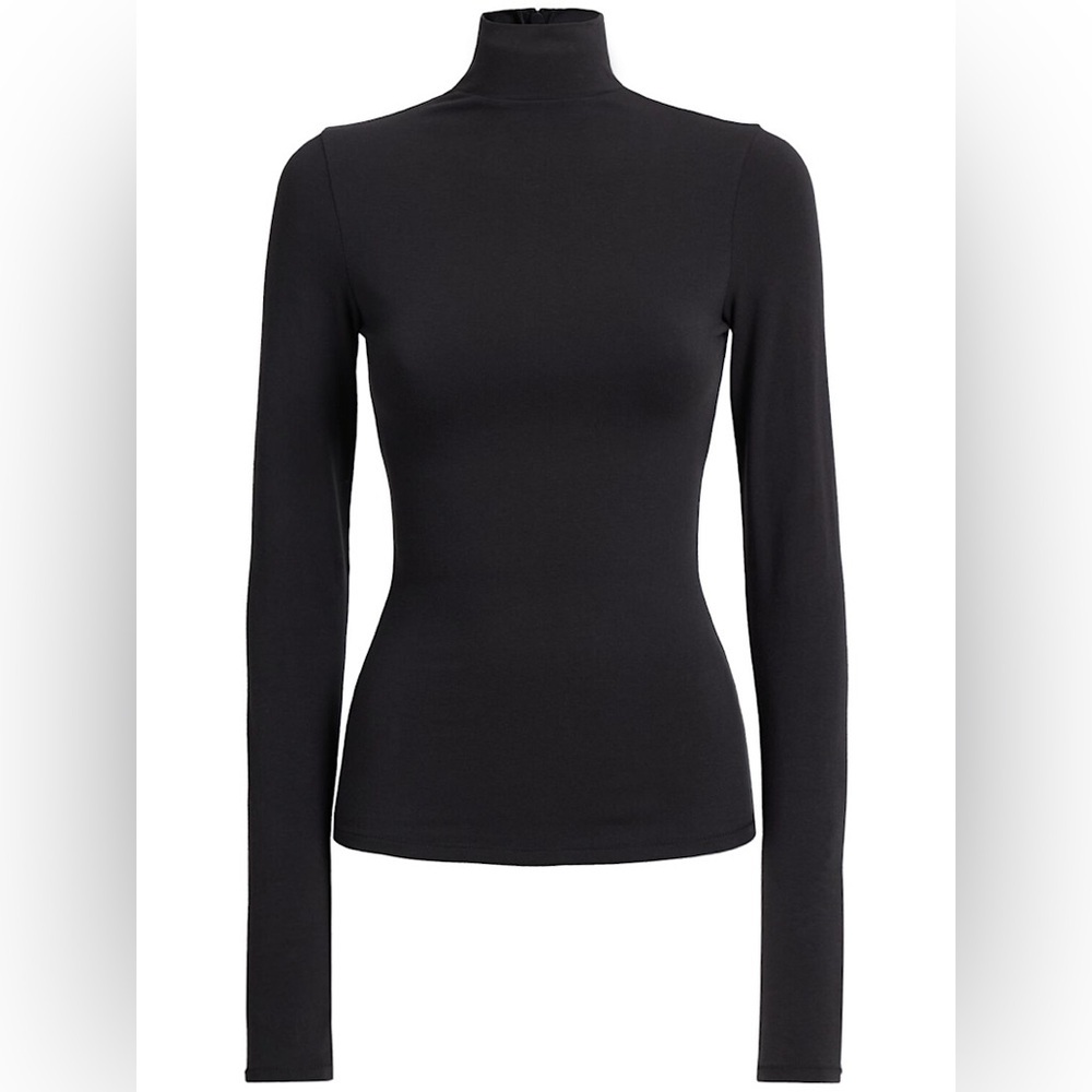 SKIMS NWT (G14) Cotton Jersey  Long-Sleeve Stretch Turtleneck | Soot | Size XS